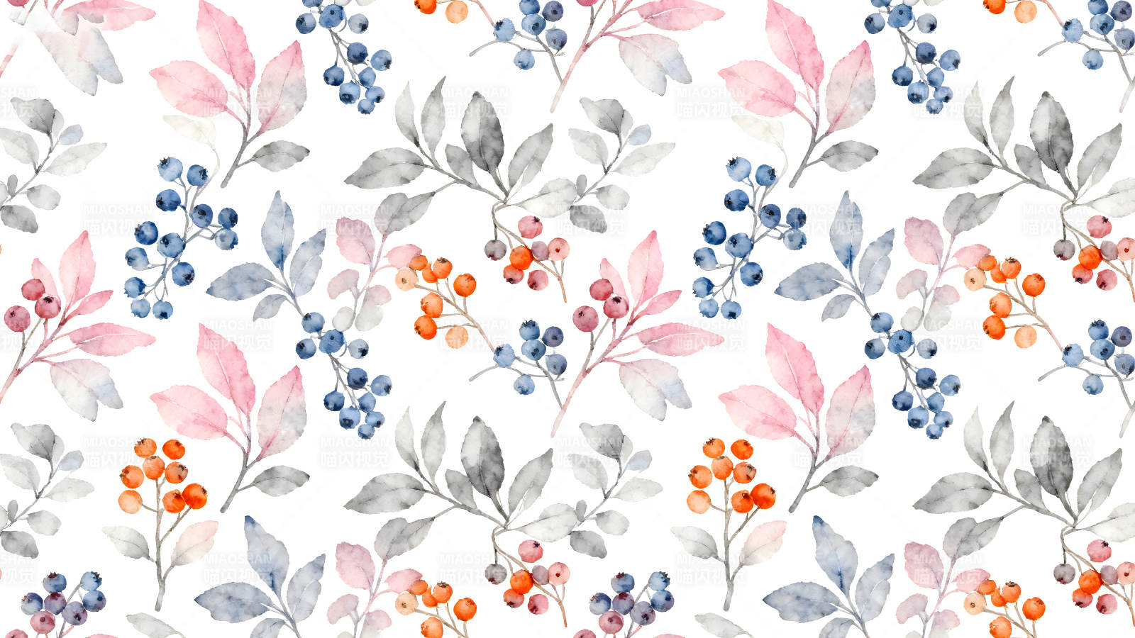 水彩风格的花卉图案设计图片