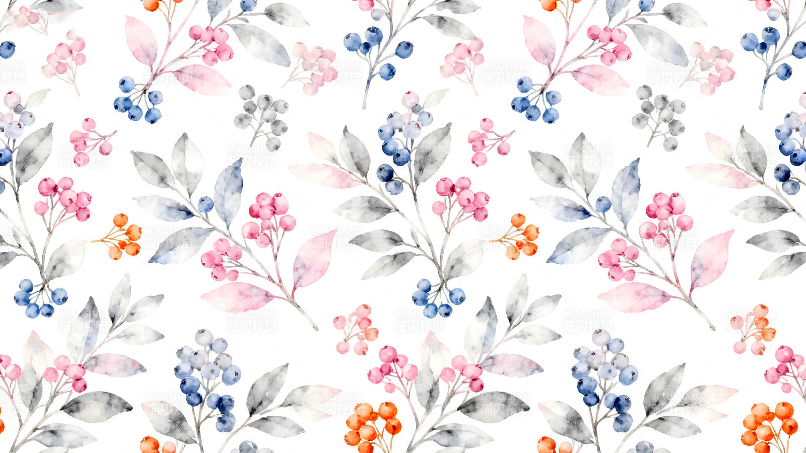 水彩花卉无缝背景设计图片