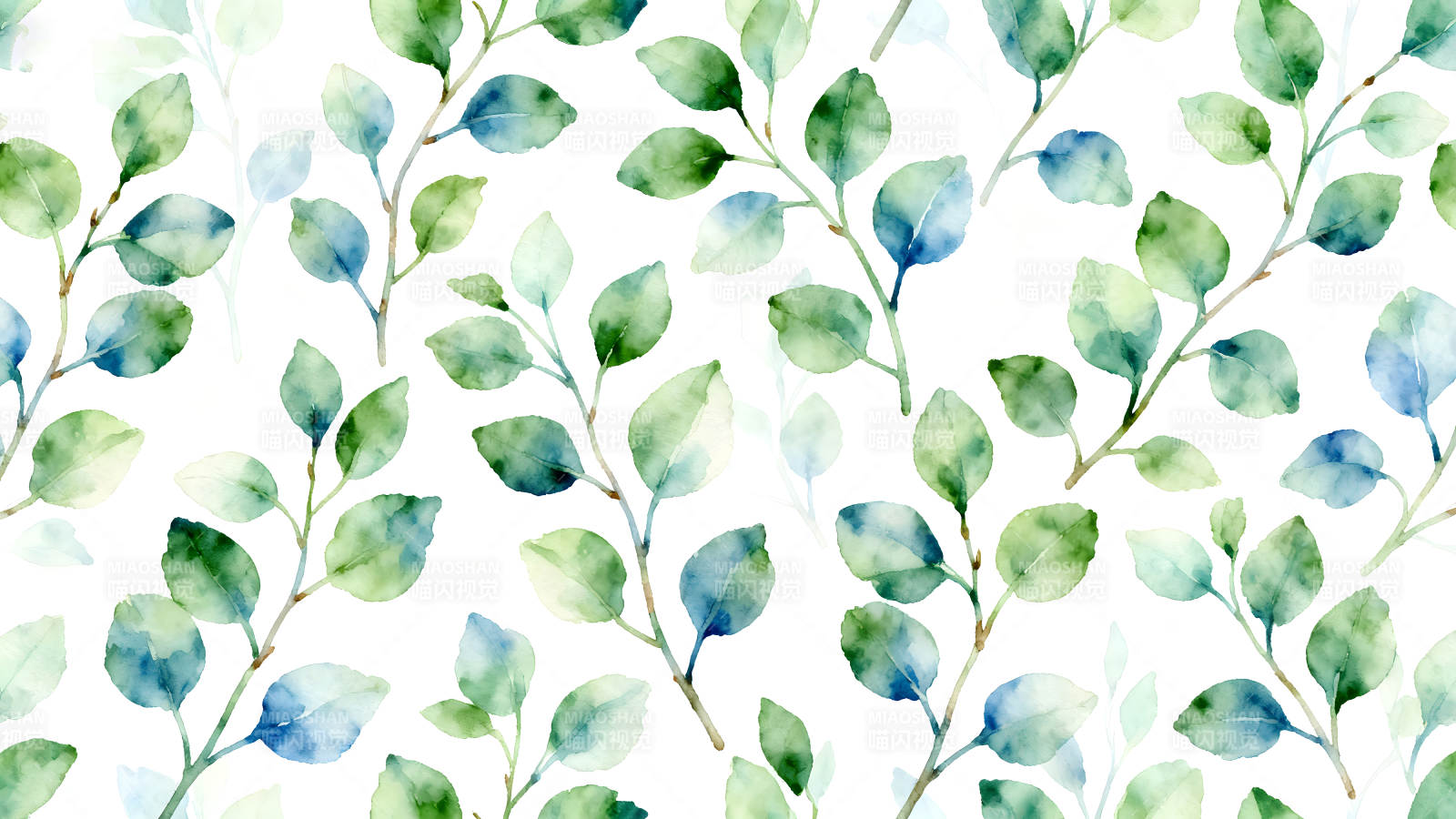 水彩植物图案白底清新自然图片