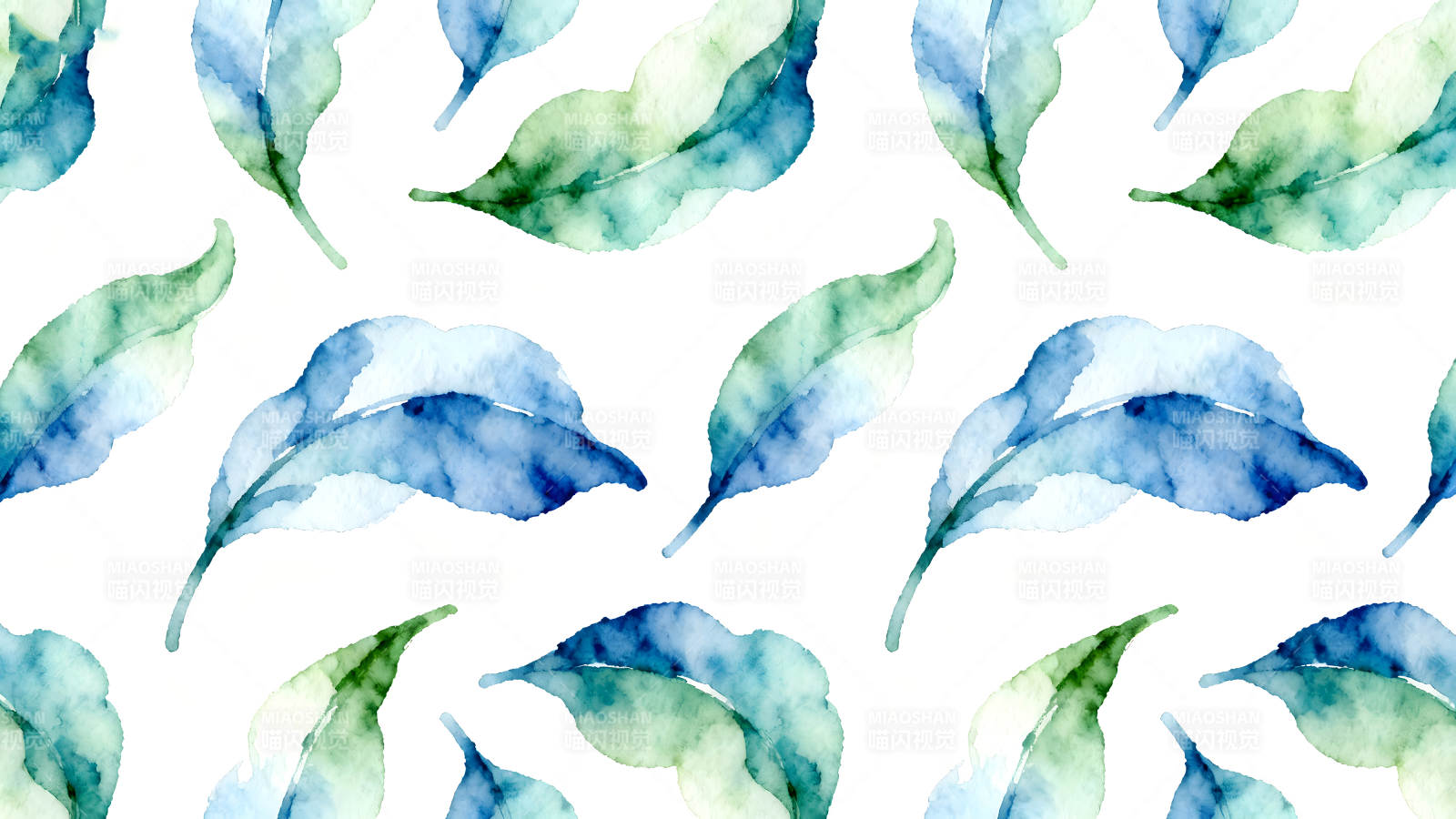 水彩叶子图案设计清新雅致图片