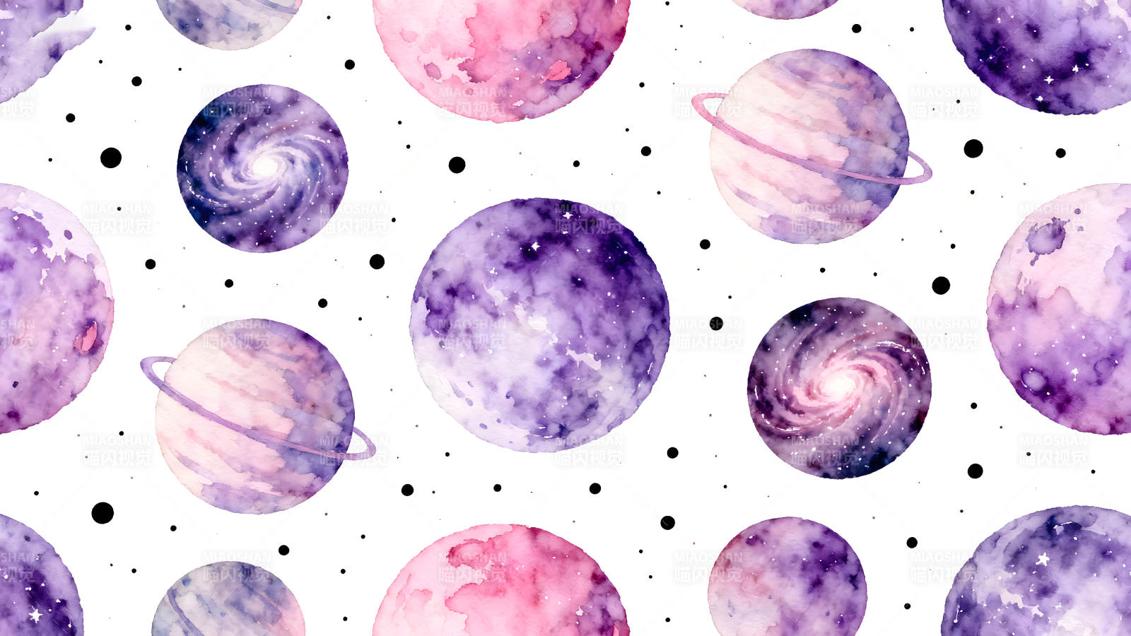 水彩星空图案梦幻星球元素图片