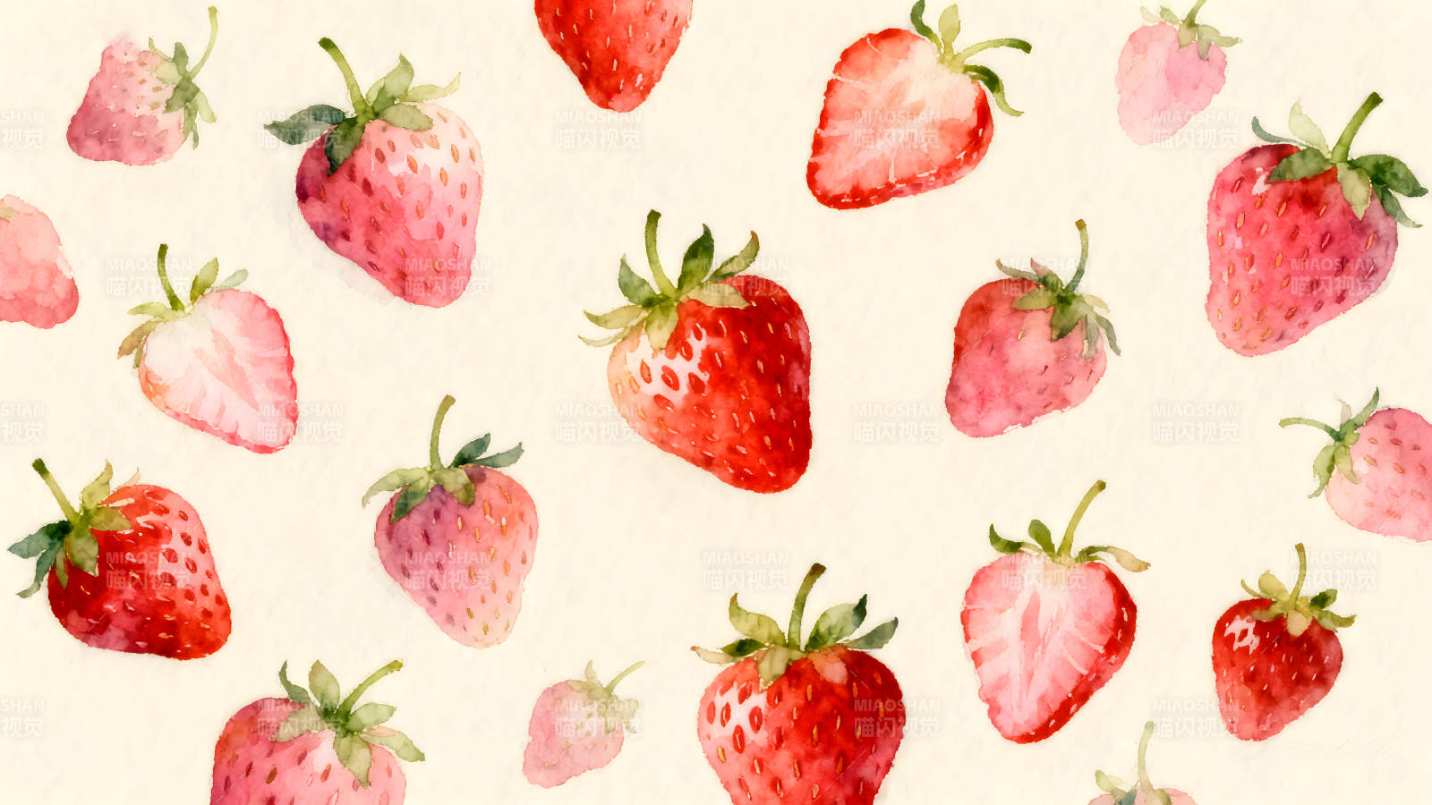 手绘草莓图案背景清新可爱图片
