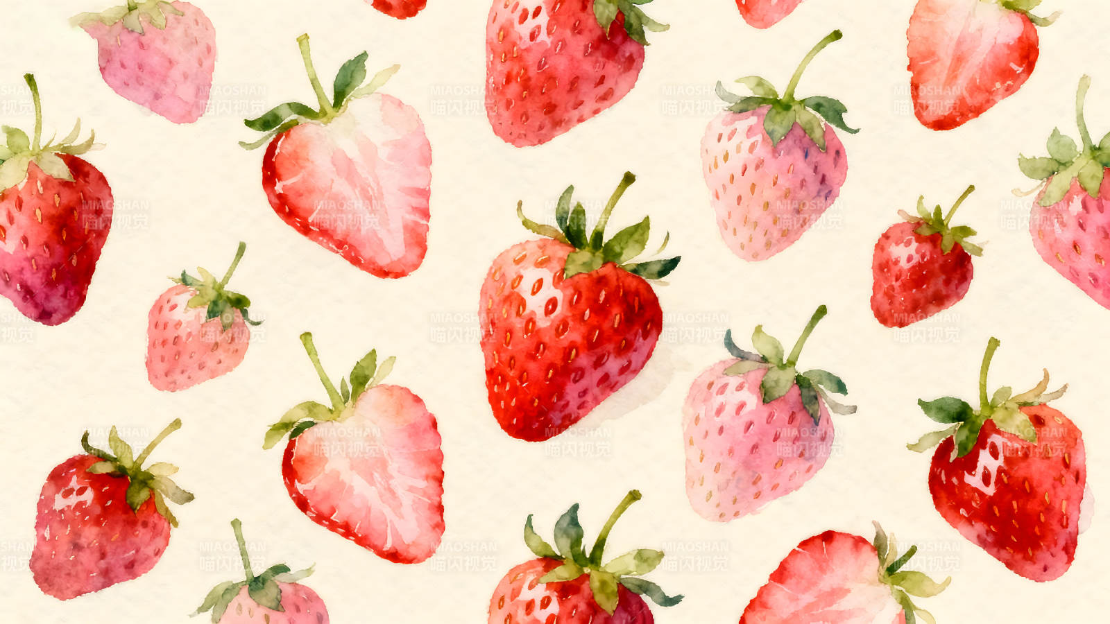 水彩草莓图案背景设计图片
