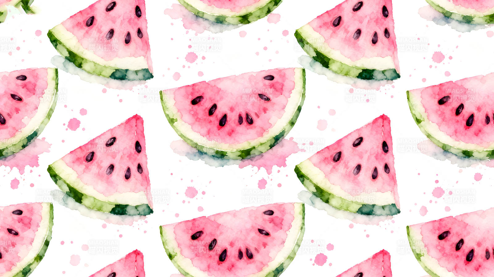 水彩西瓜图案背景清新图片