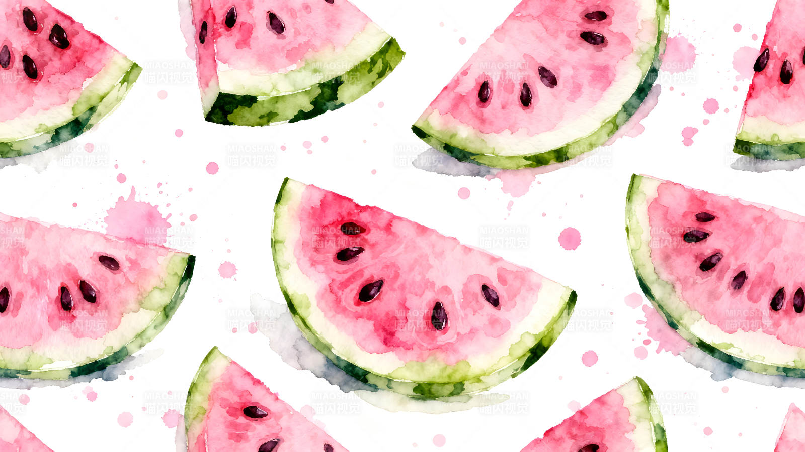 水彩西瓜切片图案图片