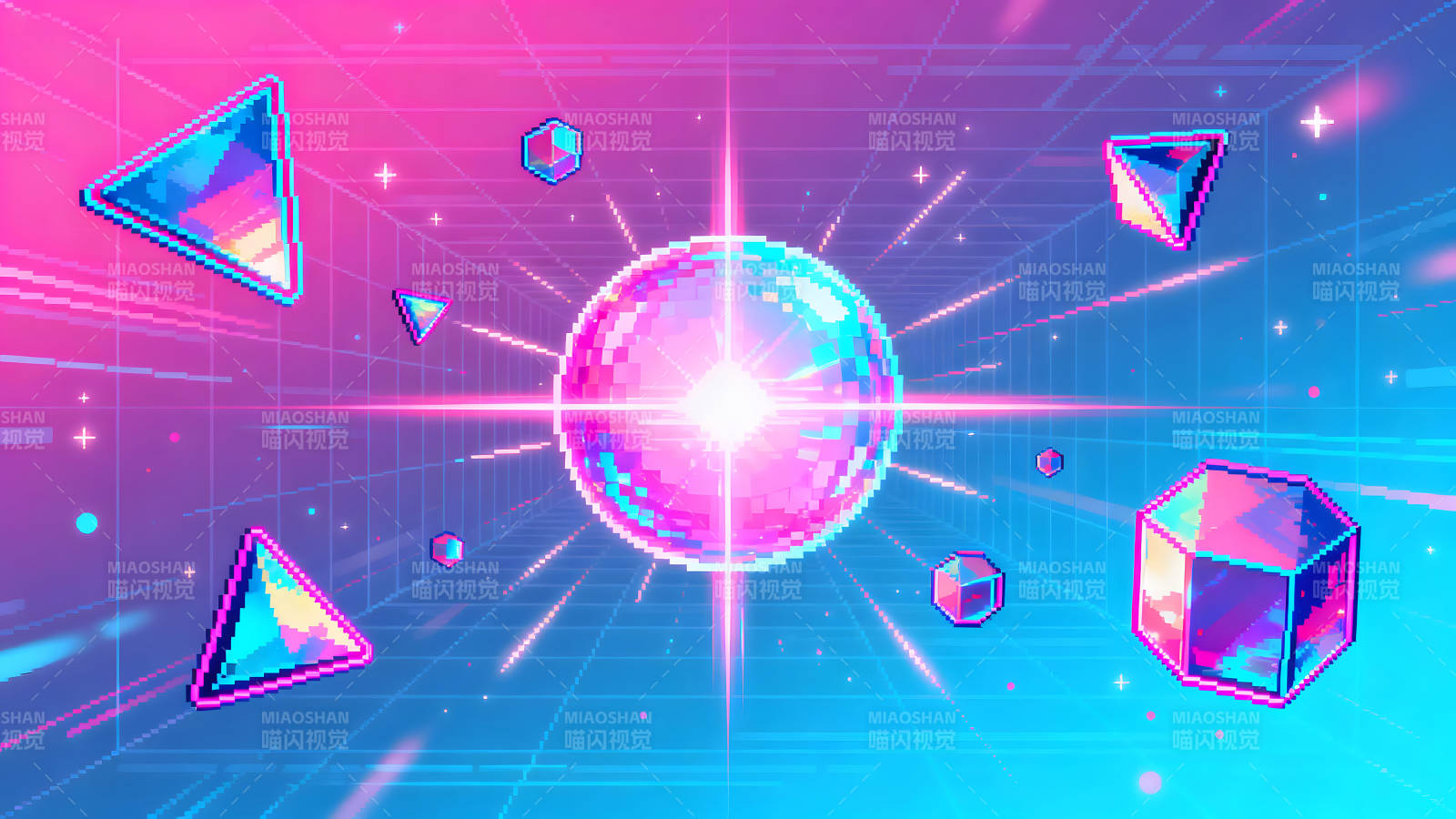 像素风几何抽象光影图片