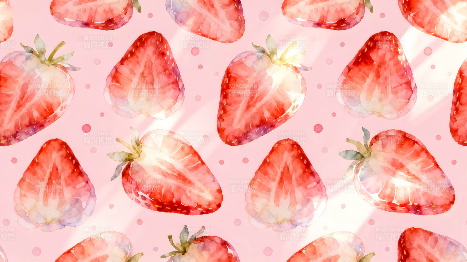 草莓图案粉色背景可爱清新图片