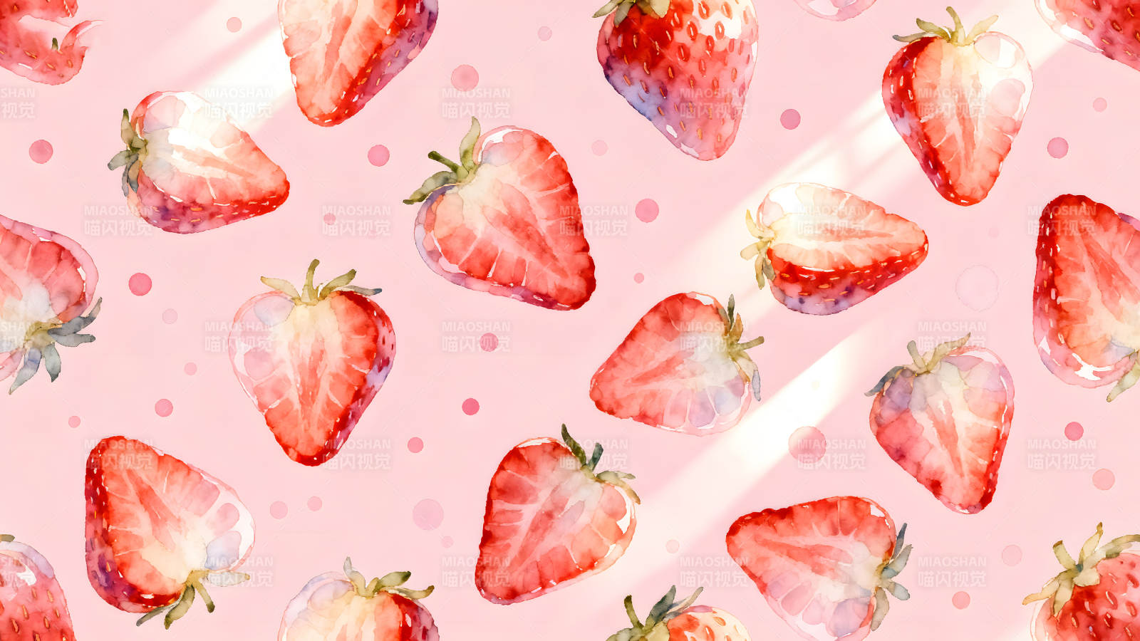 水彩草莓粉色背景图片