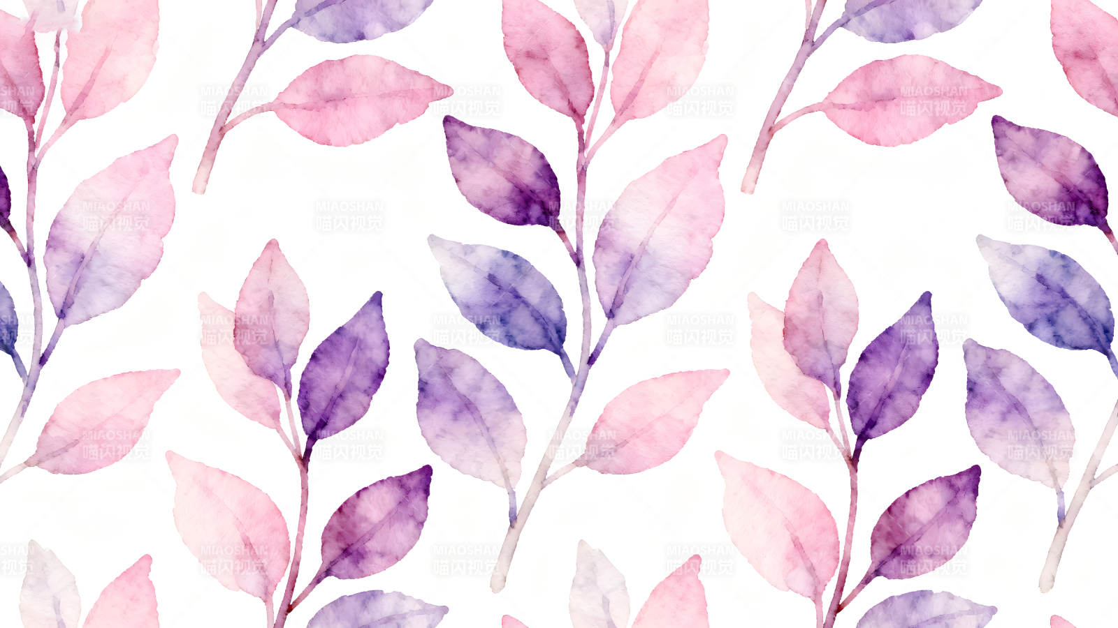 水彩手绘粉紫叶子图案图片