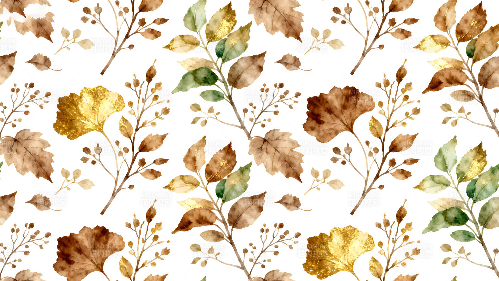 秋日落叶图案优雅唯美风图片