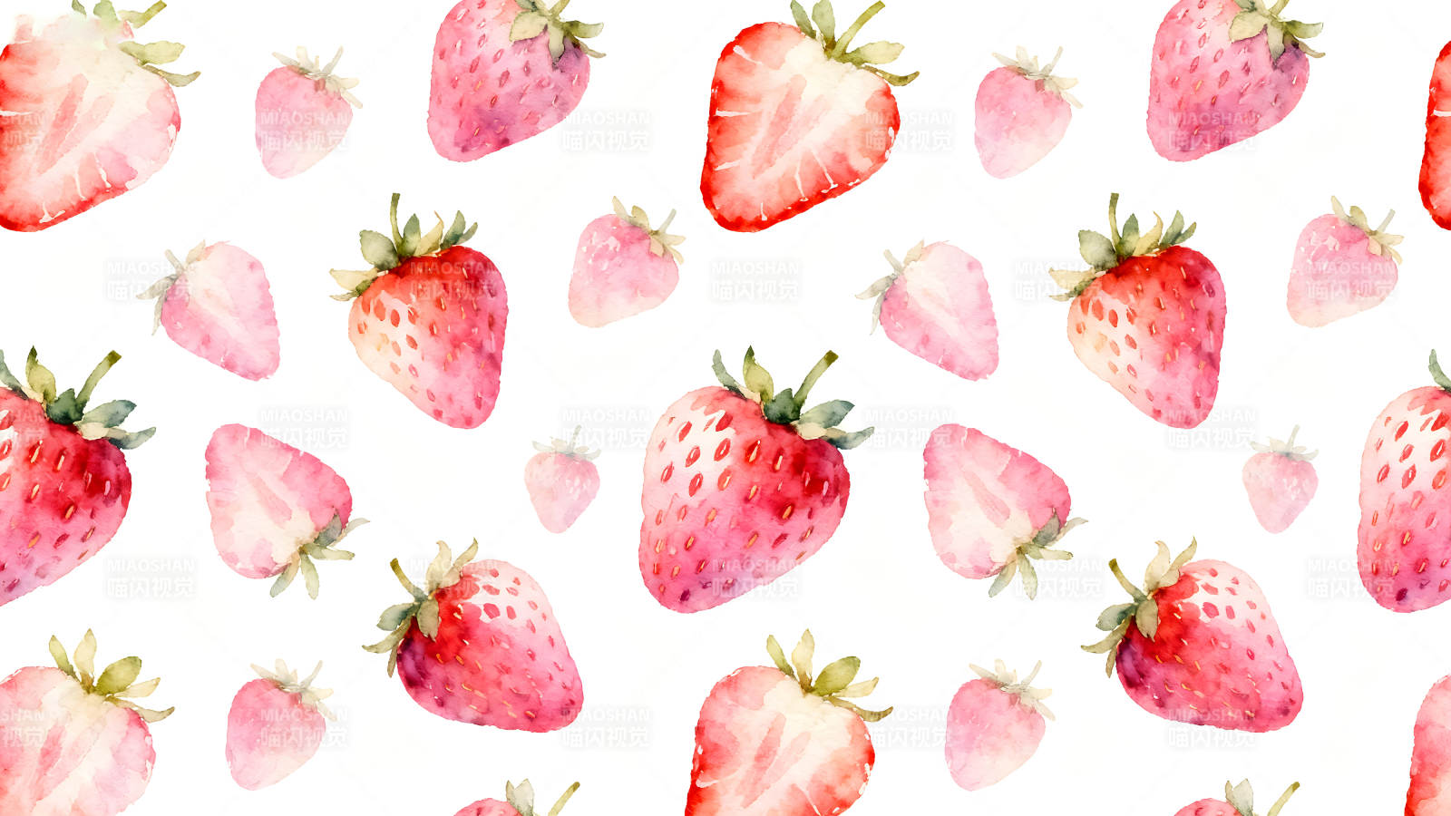 手绘草莓图案简单清新的水果装饰图片
