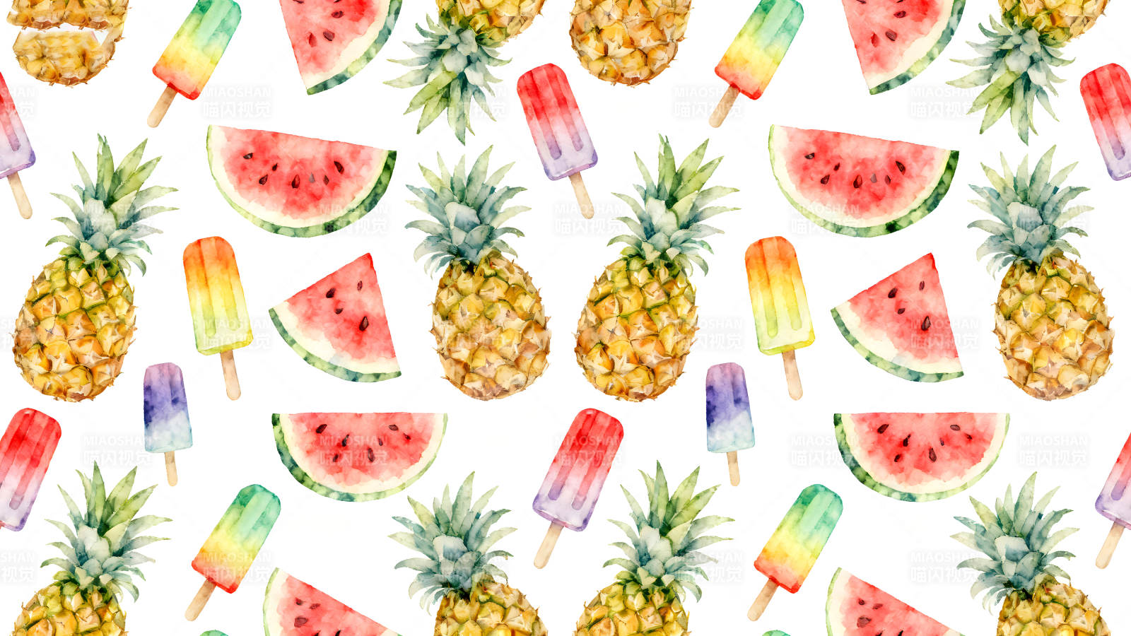 夏日水果冰棍可爱背景图片