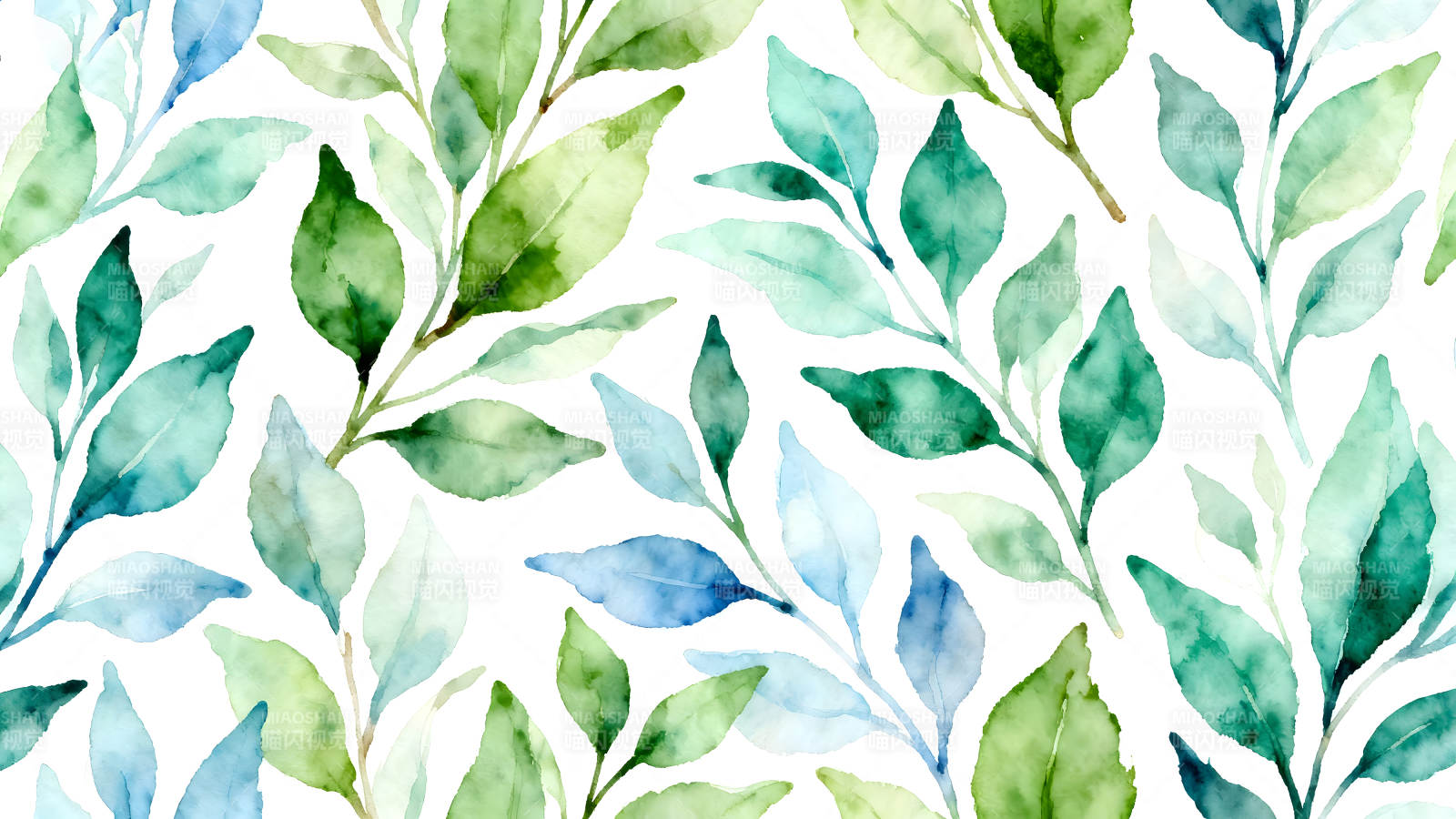 水彩风格叶子图案清新淡雅图片