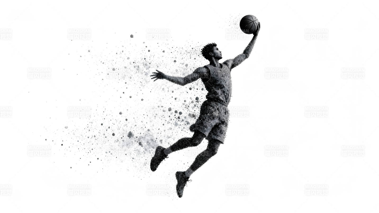 篮球运动员跃起投篮场景像素风图片