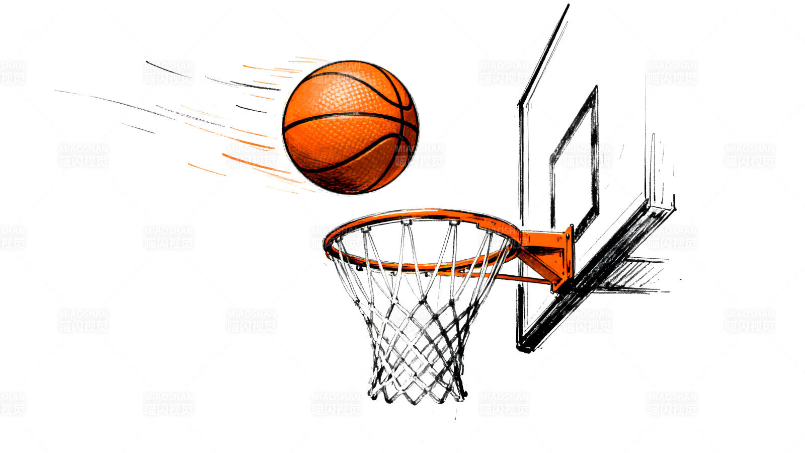 篮球投入篮筐的瞬间图片