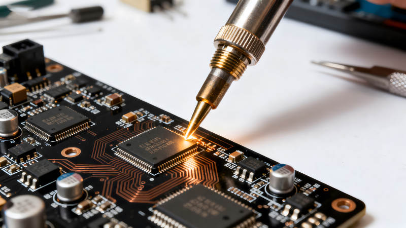 电路板焊接特写画面图片