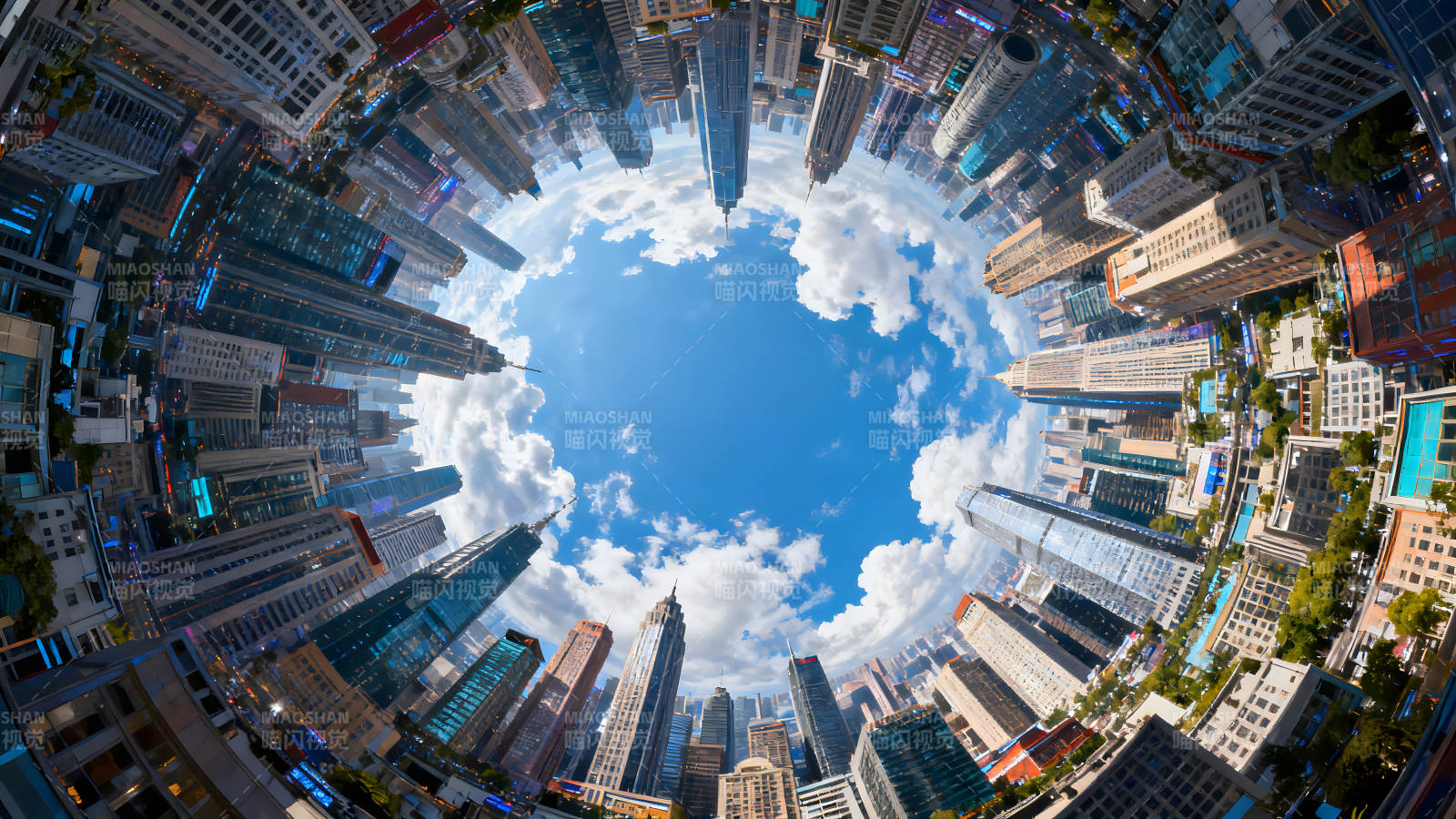 城市天空俯瞰奇观图片