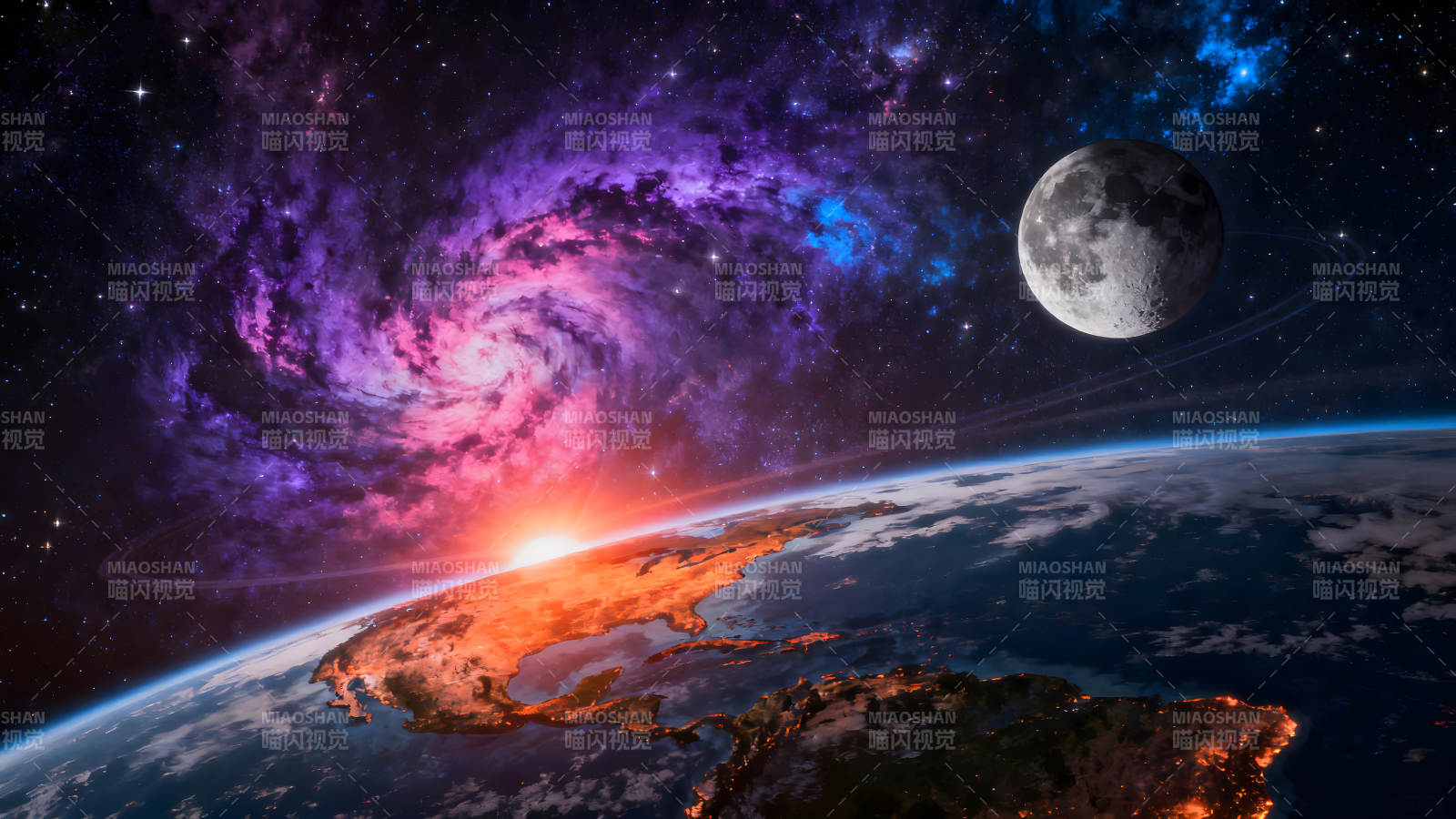 宇宙地球星月交辉壮丽景象图片