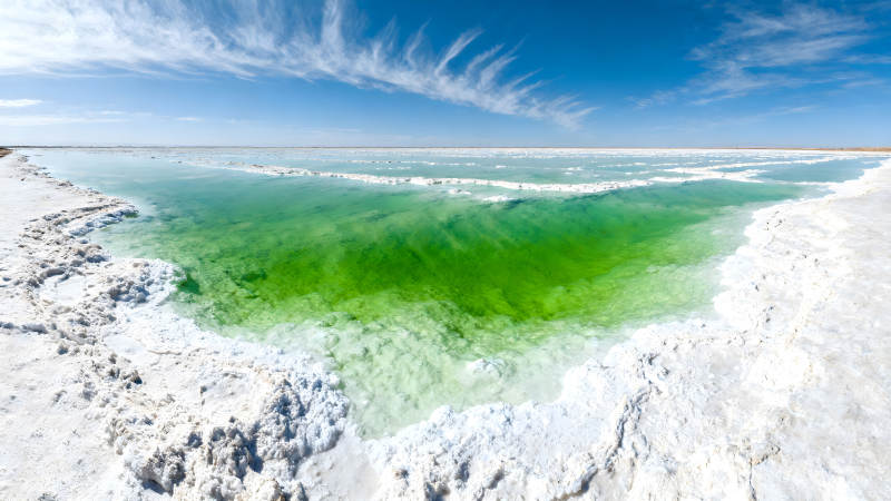 盐湖与天空构成美丽的风景画图片