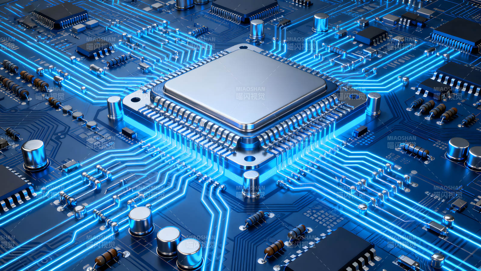 电路板芯片特写科技感十足图片