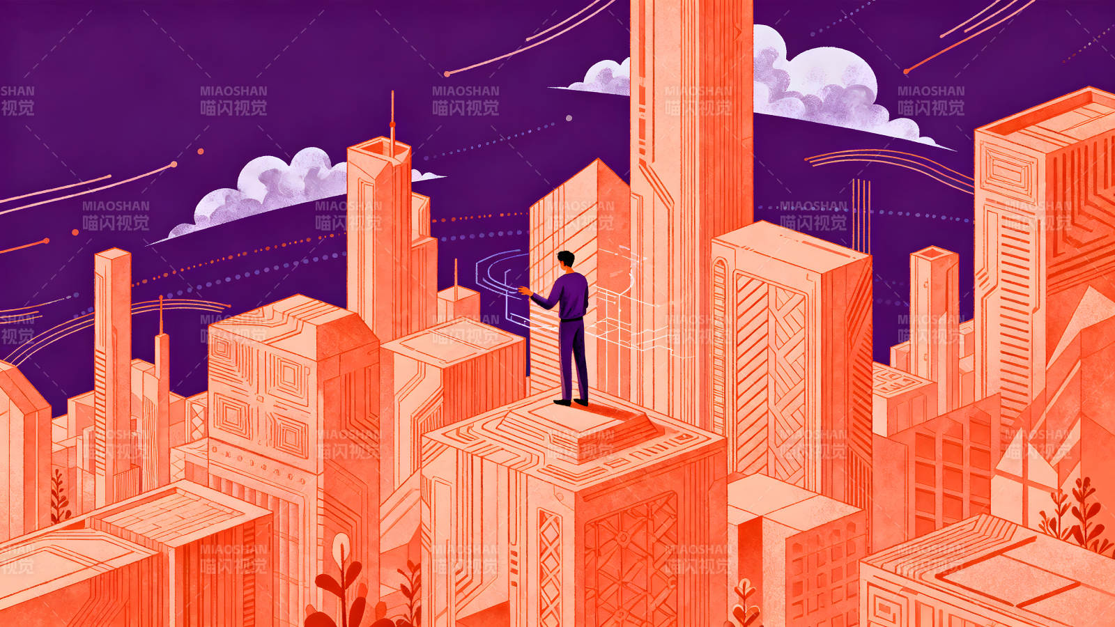 城市规划者在建筑之上眺望未来图片