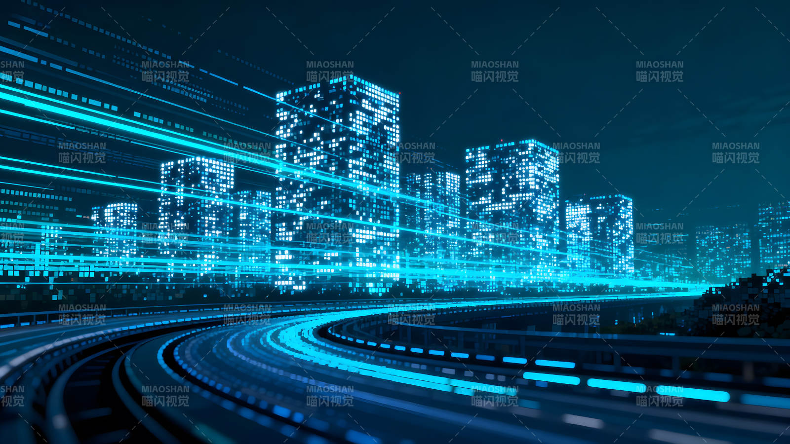未来城市科技感景象高速发展图片