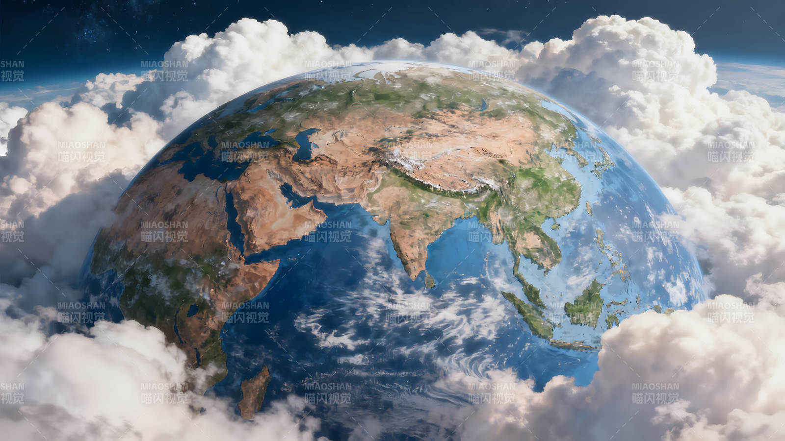 地球视角云层环绕美丽星球图片