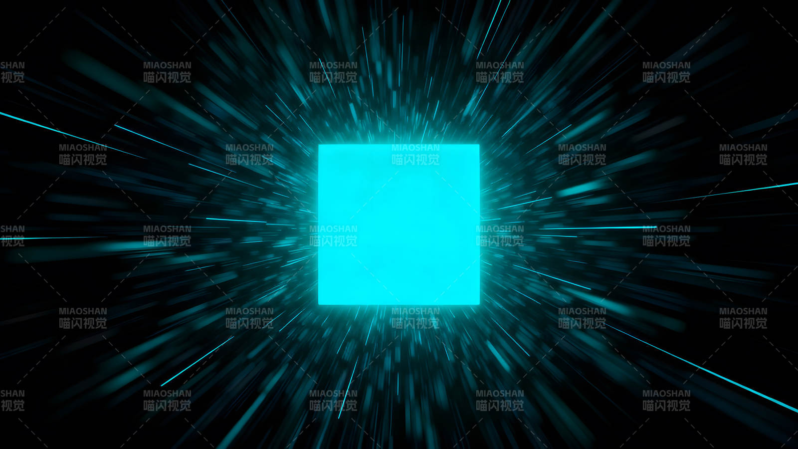 蓝色方块与射线交织的视觉效果图片