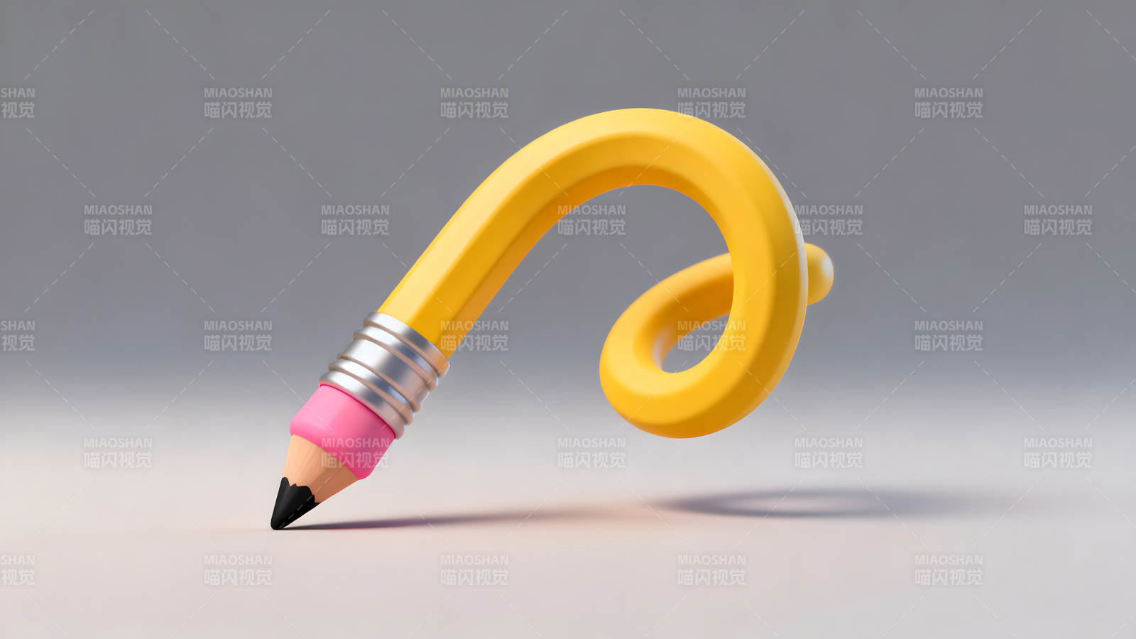 弯曲的黄色铅笔图片