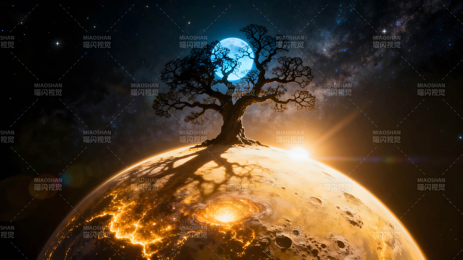 星空下的生命之树图片