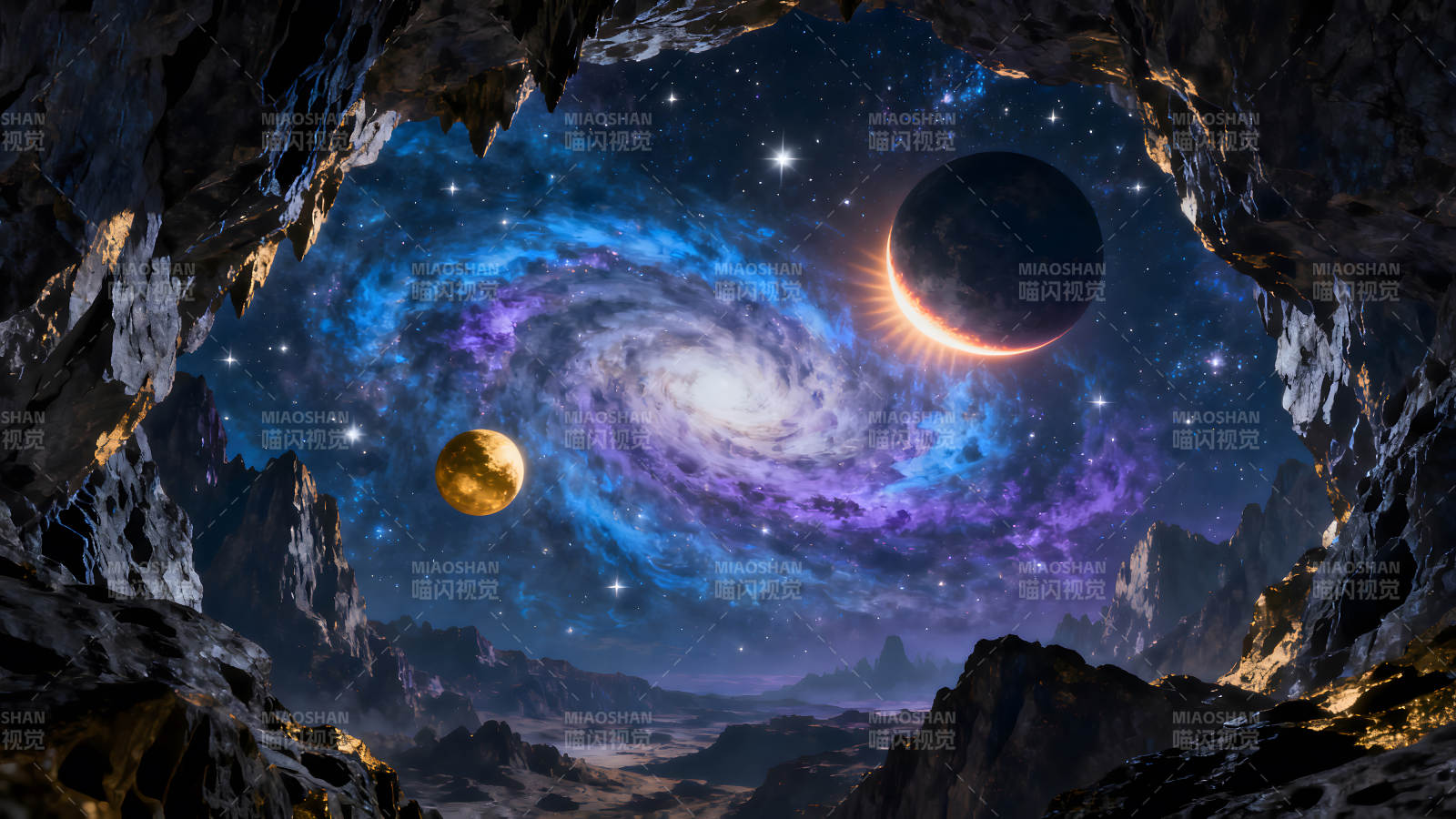 宇宙洞穴奇观星系与行星图片