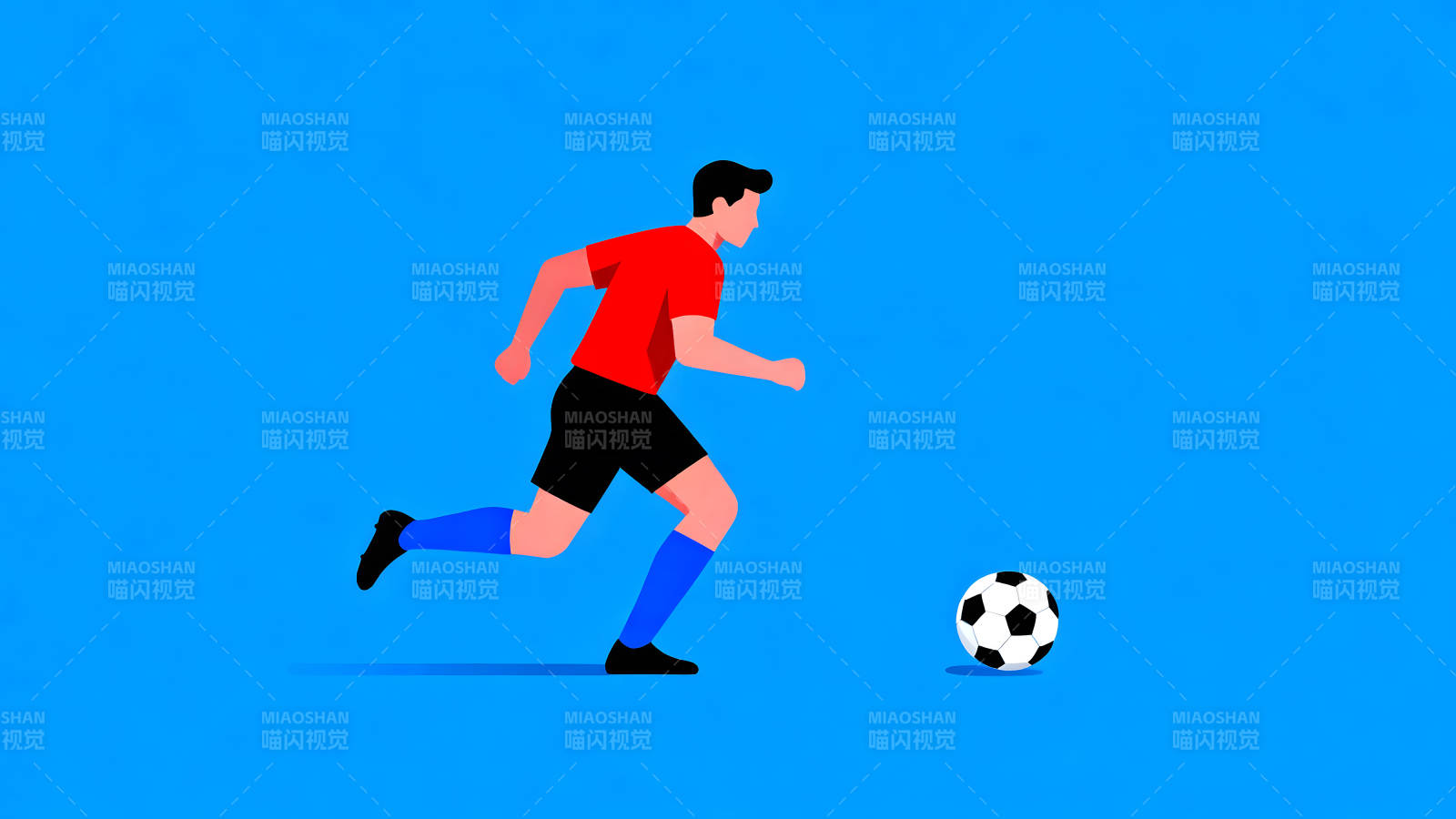 足球运动员踢球运动的插画图片