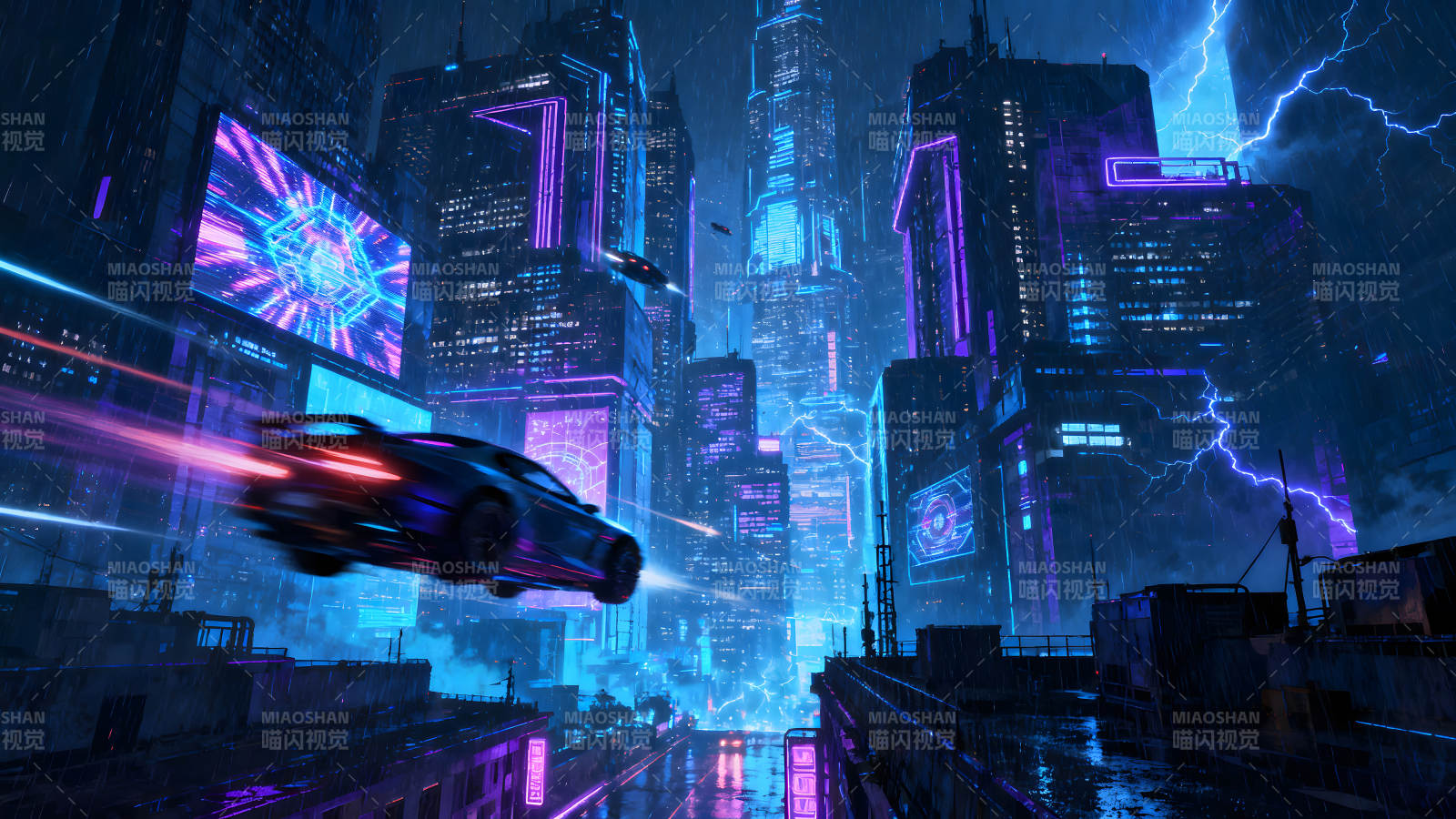 赛博朋克城市夜景科幻未来氛围图片