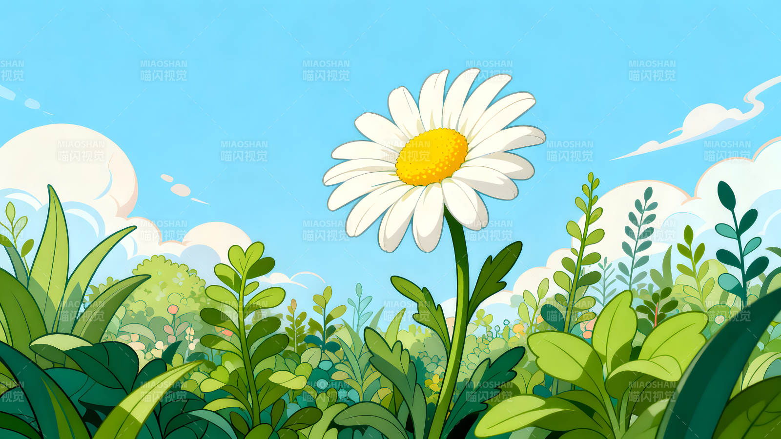 草地上的大花朵清新而富有生机图片