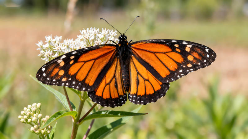 蝴蝶停在花朵上翅膀展开图片