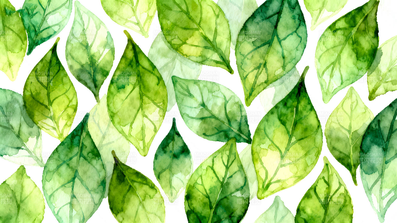 水彩绿叶清新背景装饰图片