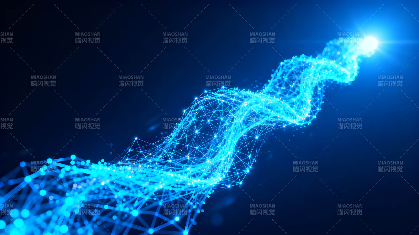 蓝色科技线条抽象数字光点图片