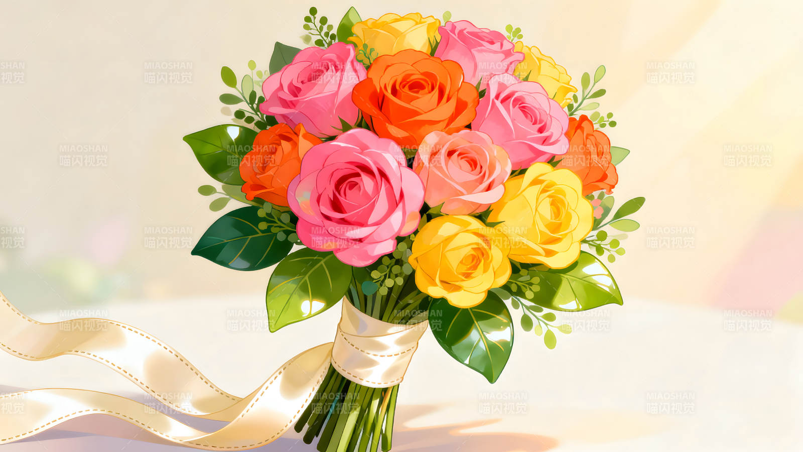 一束鲜艳的玫瑰花束图片图片