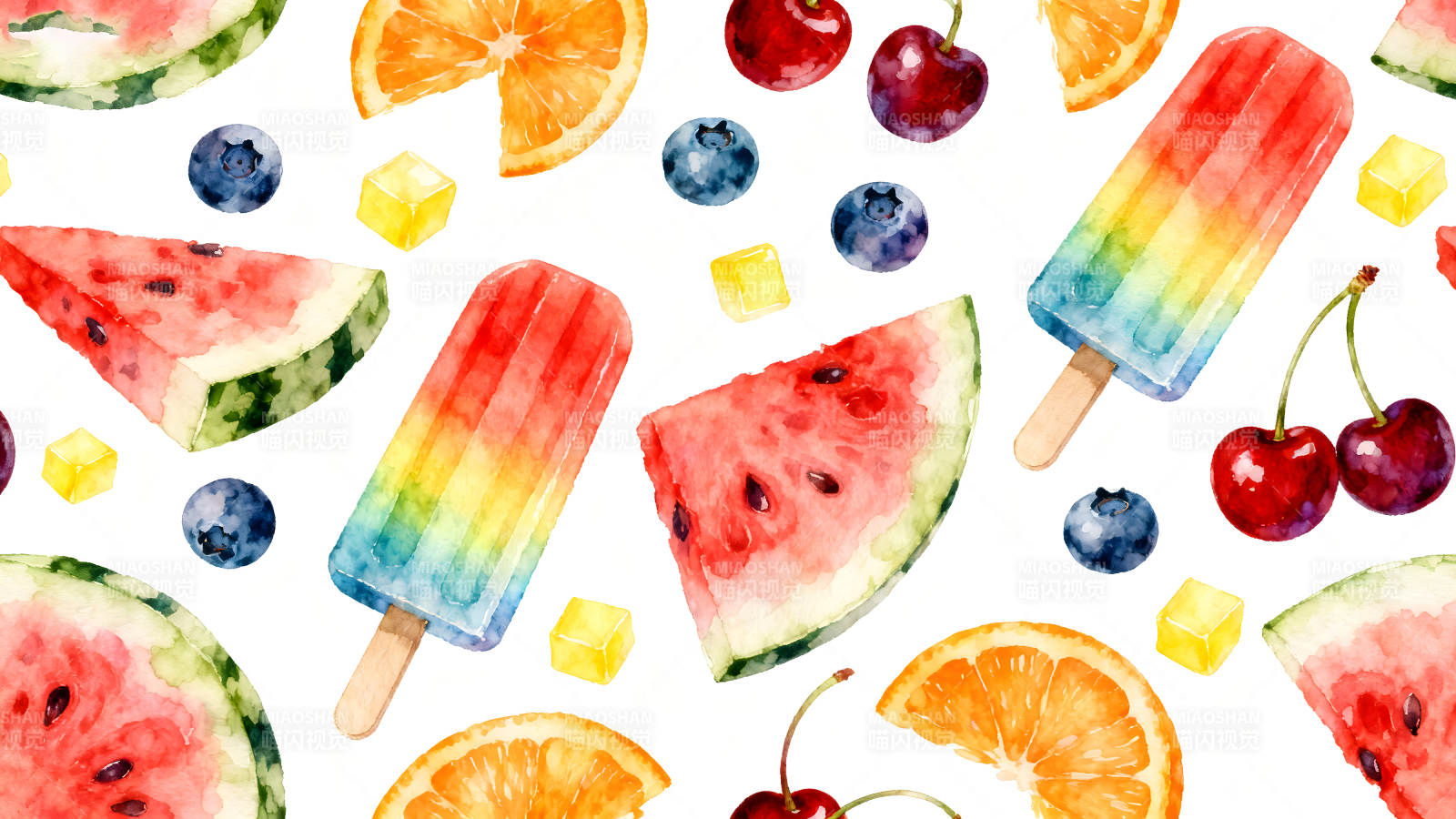 水彩水果甜点夏日清爽缤纷图片