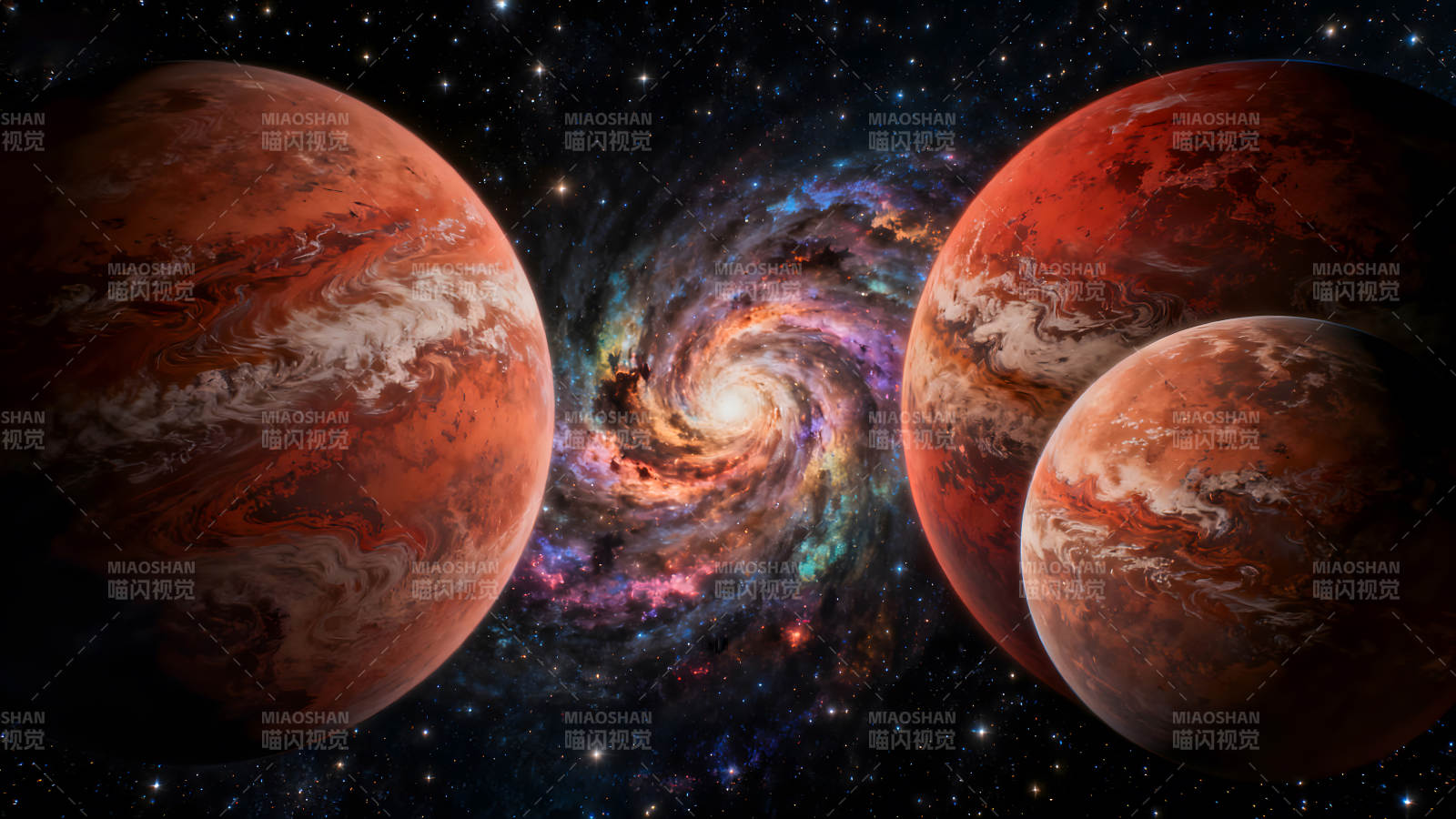 宇宙行星与星云的壮丽景象图片