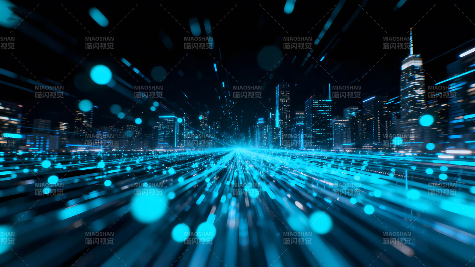 未来科技城市夜景数据传输图片