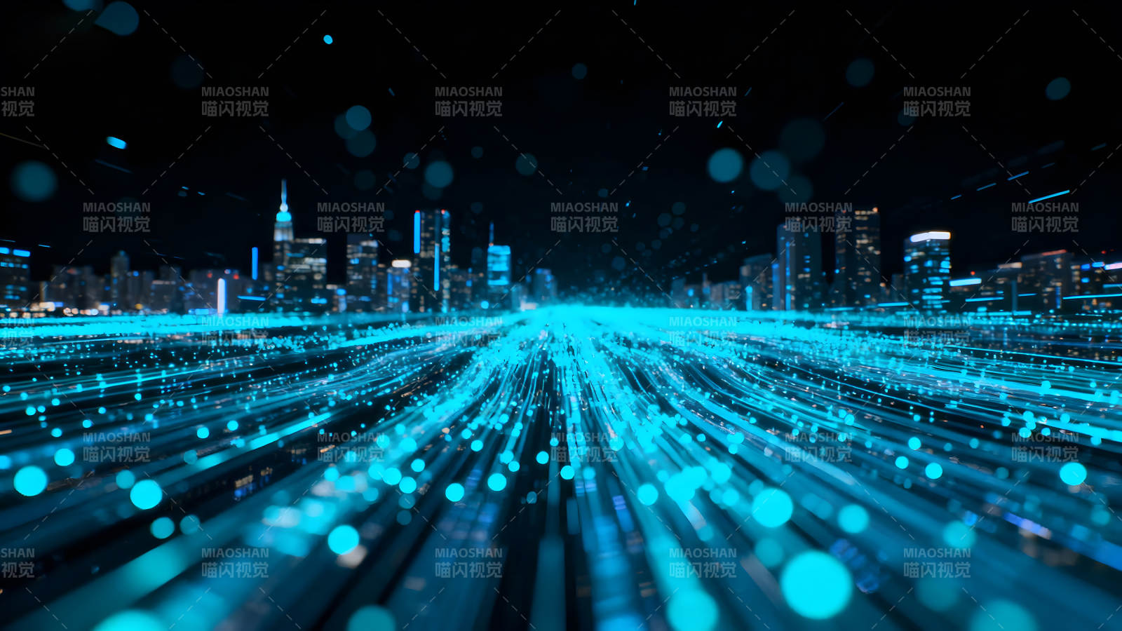 夜景城市数据连接抽象图片