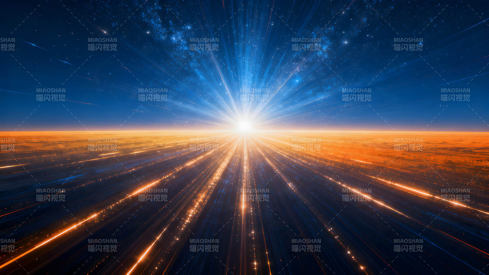 宇宙光芒爆发星空之下大地闪耀图片