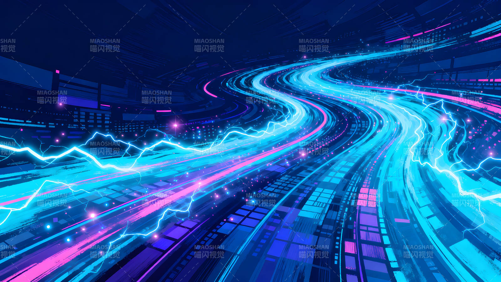 赛博朋克风格的抽象数据流图片