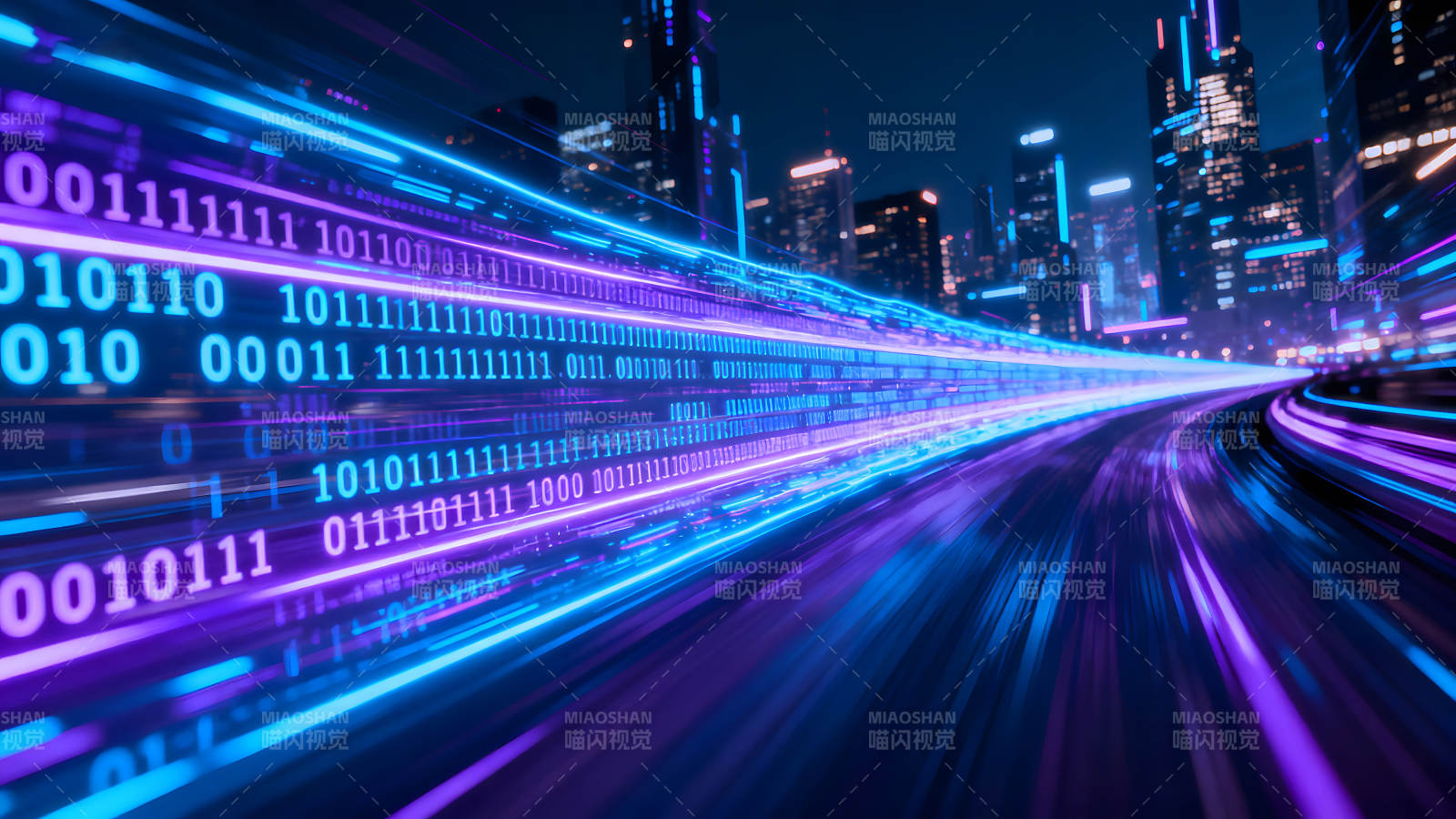 赛博朋克城市数据流图片