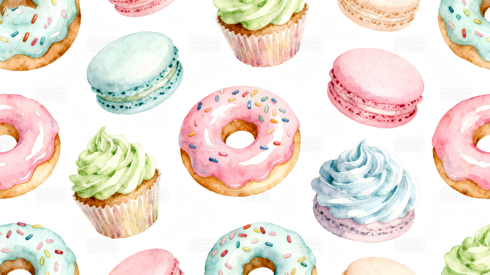 甜点图案水彩风格图片