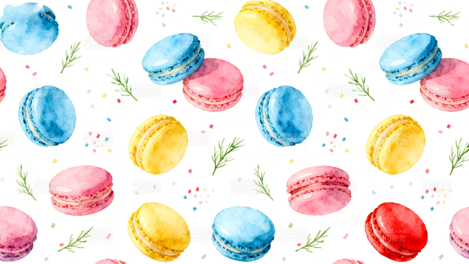 马卡龙甜点图案背景图片