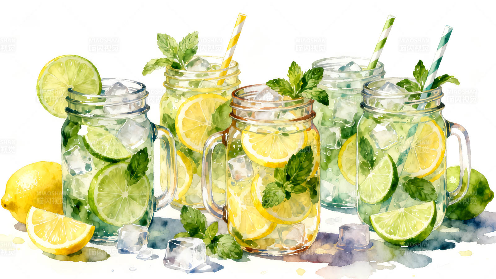 清爽夏日饮品特写图片