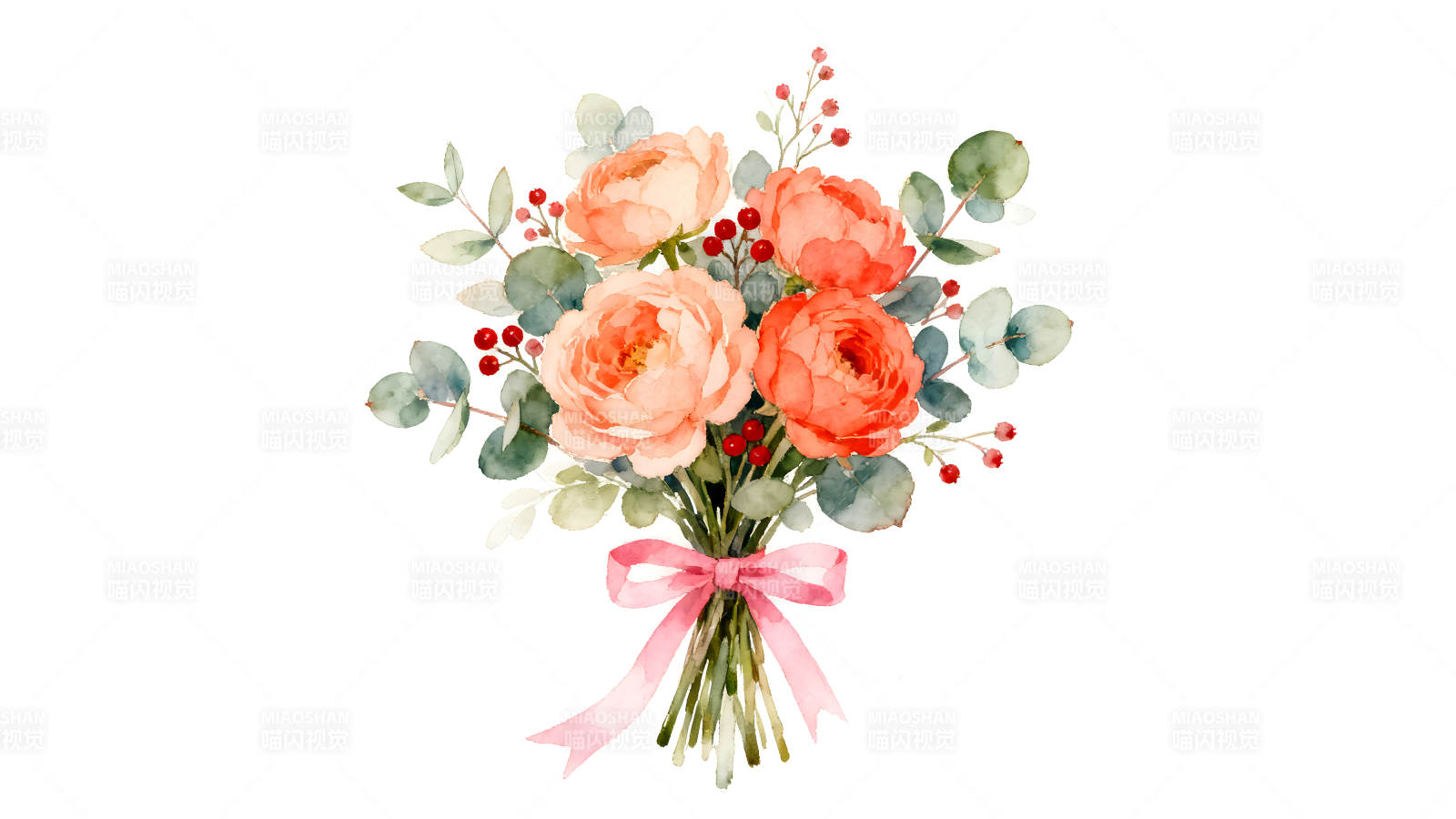 水彩花束柔美清新简约可爱图片