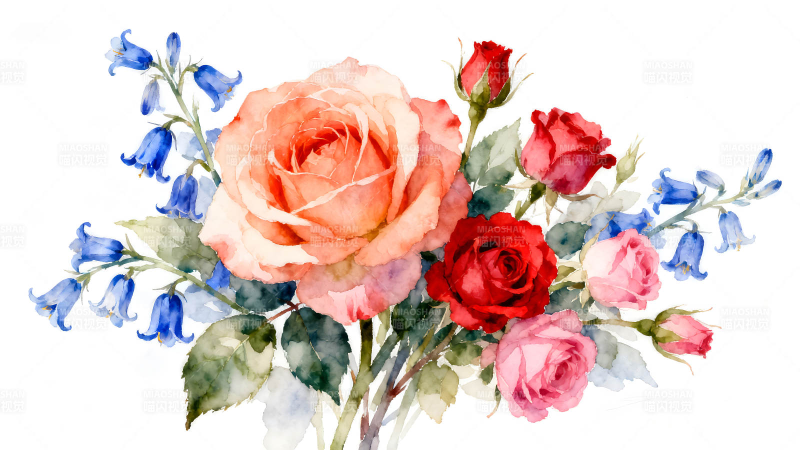 水彩花束美丽绽放图片